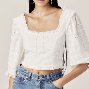 FOR LOVE & LEMONS IRIS EYELET cropped TOP